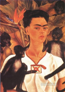 Frida Kahlo Painting - Self Portrait with Monkeys feminism Frida Kahlo
